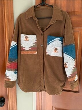 Women’s brown Aztec shacket